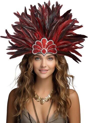 Feather Carnival Headdress Sequin Crown Headpiece Showgirl Costume Accessory in Saudi Arabia
