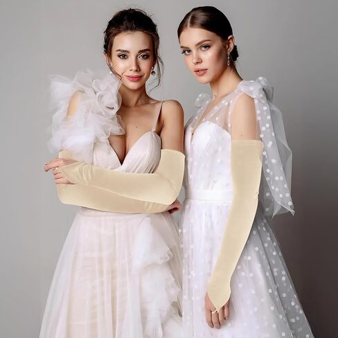 Fingerless Gloves Women Opera 1920s Long Gloves Satin Wedding Gloves Costume Tea Party Gloves Elbow Length Gloves in Saudi Arabia