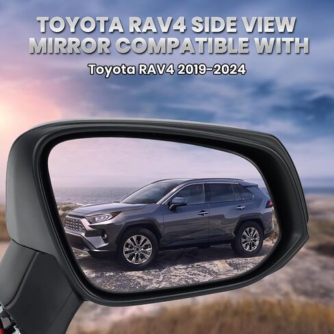 Left Driver Side Mirror Compatible with Toyota RAV4 2019 2020 2021 2022 2023 2024 Power Manual Folding Non-Heated Door Rear View Mirrors 3 Pins in Kuwait