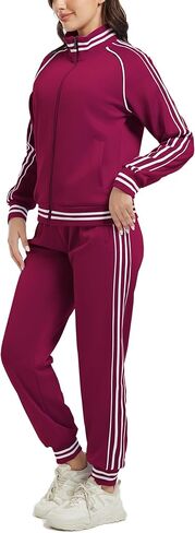 ANOTWENER Women's Jogging Suits Tracksuit Set Workout Long Sleeve Outfits Gym Stripe 2 Piece Set Sweatsuits with Pockets in Kuwait