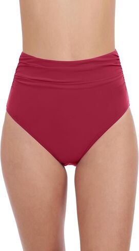 ملف تعريف بواسطة Gottex Tutti Frutti Solid Classic Womens Shirred High Weist Bikini Swim Bottom مع التحكم في البطن والبطانة الخلفية in Kuwait