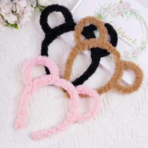 Yolyoo 3pcs Chipmunk Ears Headband Mouse Ears Headband Fuzzy Mouse Headband Cosplay Animal Halloween Christmas Costume in Saudi Arabia