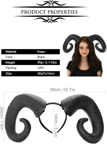 Gothic Halloween Cosplay Hair Accessories Realistic Black Red Long Devil's Horn Headband Carnival Party Bandana in Saudi Arabia