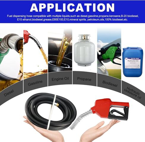 3/4'' x 20' Fuel Transfer Hose with Auto Fuel Nozzle, 3/4" Inlet & 13/16" Outlet Fluid Oil Pump Tank Tube for Dispensing Diesel Gasoline Kerosene Biodiesel in Kuwait