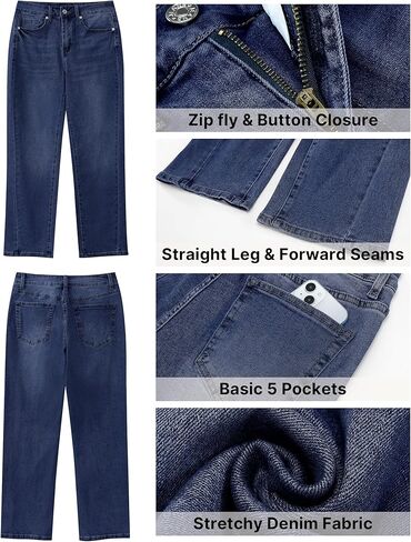 GRAPENT Straight Leg Jeans for Women High Waisted Trendy Ankle Length Forward Seams Stretchy Denim Pants Baggy Jeans in Kuwait