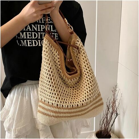 Bohemia Straw Beach Bag Women Macrame Crossbody Purse Shoulder Tote Bag Travel Beach Bag Summer Top-handle Hobo Bags 2025 in Saudi Arabia