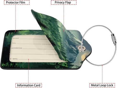 Foggy Mountains Landscape 2-Pack Luggage Tags for Suitcases,Leather Baggage Tag with Loop, Tags Private Name ID Labels for Women Girl Men Boys Travel Baggage Suitcase in Saudi Arabia