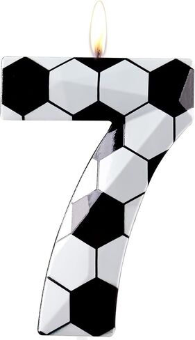 Number 7 Candles 7th Birthday Candles Soccer Happy Birthday Candle Premium Wax & 3D Diamond Design Soccer Themed Cake Topper Decorations for Men Boy Birthday Party Anniversary Celebration Supplie in Saudi Arabia