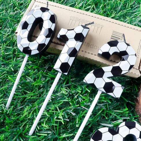 Number 7 Candles 7th Birthday Candles Soccer Happy Birthday Candle Premium Wax & 3D Diamond Design Soccer Themed Cake Topper Decorations for Men Boy Birthday Party Anniversary Celebration Supplie in Saudi Arabia