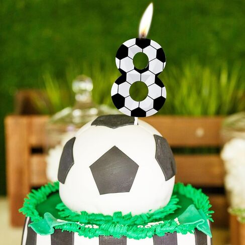 Number 7 Candles 7th Birthday Candles Soccer Happy Birthday Candle Premium Wax & 3D Diamond Design Soccer Themed Cake Topper Decorations for Men Boy Birthday Party Anniversary Celebration Supplie in Saudi Arabia