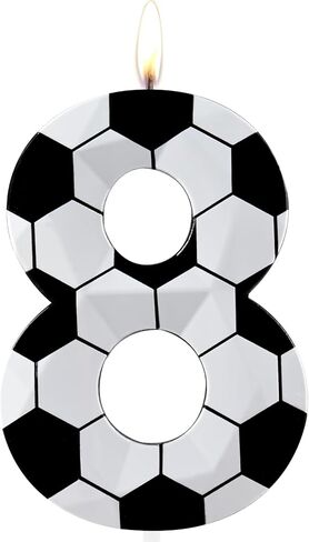 Number 7 Candles 7th Birthday Candles Soccer Happy Birthday Candle Premium Wax & 3D Diamond Design Soccer Themed Cake Topper Decorations for Men Boy Birthday Party Anniversary Celebration Supplie in Kuwait