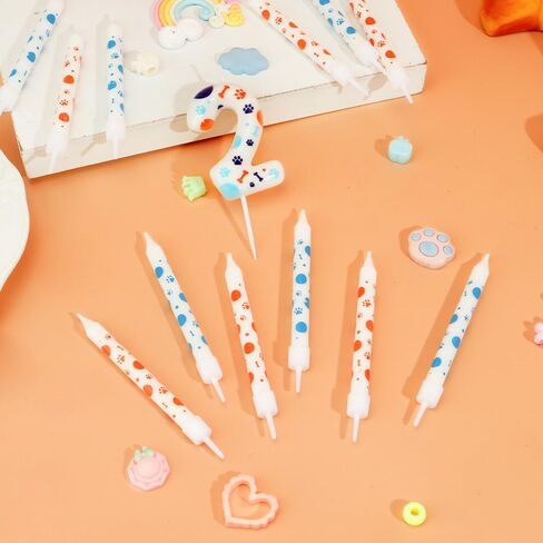 13 PCS Blue Dog Paw Birthday Coodles ، زخارف عيد ميلاد زرقاء ، رقم 2 شموع ، شمعة عيد ميلاد PAW 2nd مع 12 PCS Cake Cake Toppers for Boys Girls Dog Birthday Supplies in Kuwait
