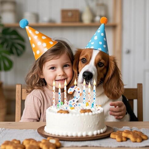 13 PCS Blue Dog Paw Birthday Coodles ، زخارف عيد ميلاد زرقاء ، رقم 2 شموع ، شمعة عيد ميلاد PAW 2nd مع 12 PCS Cake Cake Toppers for Boys Girls Dog Birthday Supplies in Kuwait