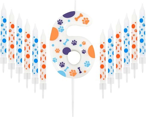 13 PCS Blue Dog Paw Birthday Coodles ، زخارف عيد ميلاد زرقاء ، رقم 2 شموع ، شمعة عيد ميلاد PAW 2nd مع 12 PCS Cake Cake Toppers for Boys Girls Dog Birthday Supplies in Kuwait