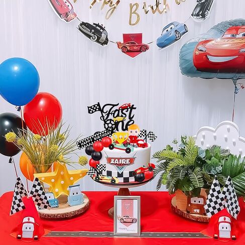 MEMOVAN Race Car Birthday Cake Decoration 24PCS Racing Car Cake Toppers Checkered Flag Car Cake Cupcake Decorations for for Man Boy Kid Racing Car Theme Birthday Supplies Party Favors in Saudi Arabia