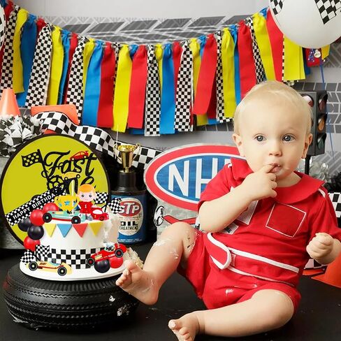 MEMOVAN Race Car Birthday Cake Decoration 24PCS Racing Car Cake Toppers Checkered Flag Car Cake Cupcake Decorations for for Man Boy Kid Racing Car Theme Birthday Supplies Party Favors in Saudi Arabia