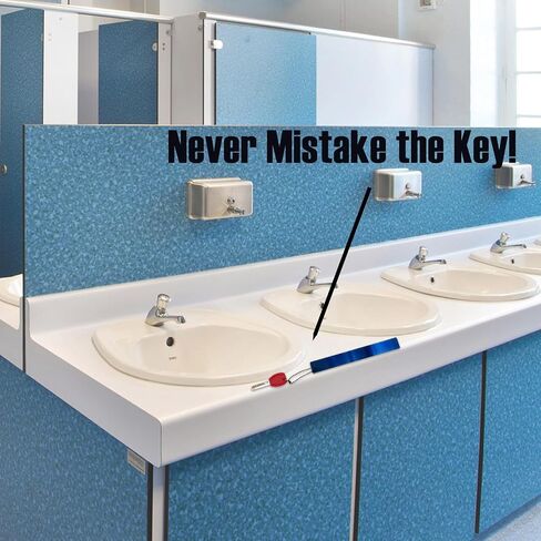 4 Pcs Commercial Grade Large Keychain Big Heavy Duty Bathroom Key Chain for Business Restroom to Not Lose Keys Giant Metal Long Keychain (4, Blue) in Saudi Arabia
