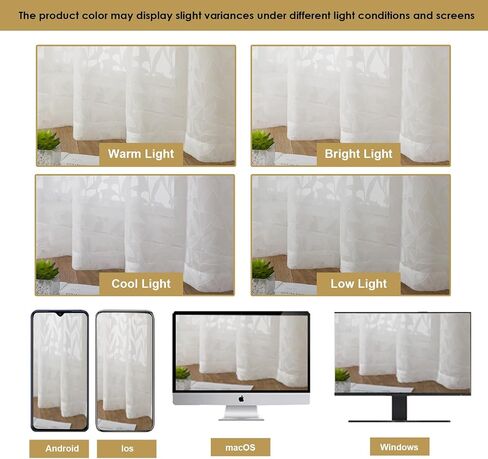 OWENIE Leyna 36 Inch Length Ivory Sheer Curtains Tiers 2 Pieces, Modern Leaf Jacquard Textured Short Kitchen Window Curtain for Living Room Bedroom, Modern Double Rod Pockets, 40Wx36L Inches in Kuwait