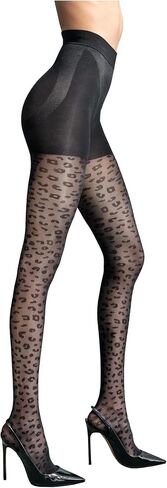 L'eggs Women's 360 Degree Contour Shaping Tights for Sculpted Style and Comfort, Black Leopard Print in Saudi Arabia