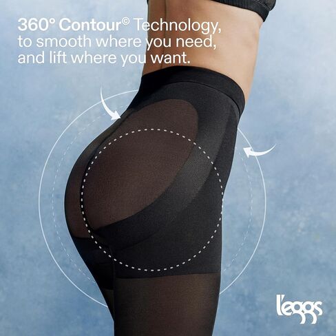 L'eggs Women's 360 Degree Contour Shaping Tights for Sculpted Style and Comfort, Black Leopard Print in Saudi Arabia