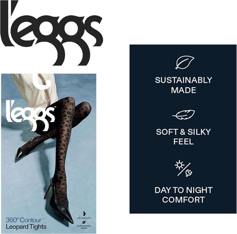 L'eggs Women's 360 Degree Contour Shaping Tights for Sculpted Style and Comfort, Black Leopard Print in Saudi Arabia