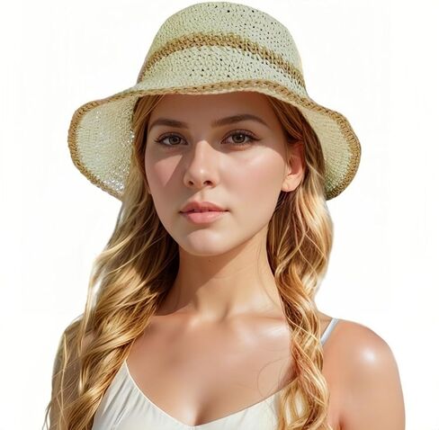 Floppy Big Beach Straw Hats for Women Foldable Summer Wide Brim Packable Oversized Sun Hat Womens Travel Straw Fedora Hat in Kuwait