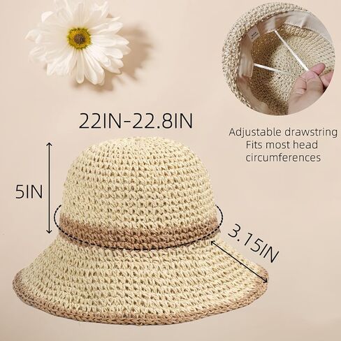 Floppy Big Beach Straw Hats for Women Foldable Summer Wide Brim Packable Oversized Sun Hat Womens Travel Straw Fedora Hat in Kuwait