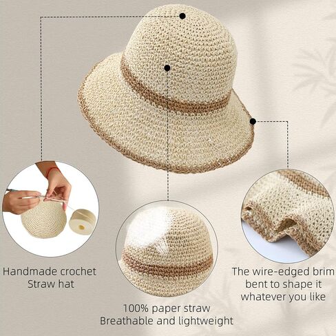 Floppy Big Beach Straw Hats for Women Foldable Summer Wide Brim Packable Oversized Sun Hat Womens Travel Straw Fedora Hat in Kuwait