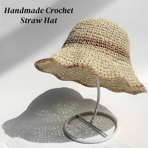 Floppy Big Beach Straw Hats for Women Foldable Summer Wide Brim Packable Oversized Sun Hat Womens Travel Straw Fedora Hat in Kuwait