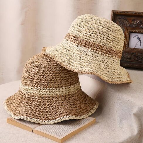 Floppy Big Beach Straw Hats for Women Foldable Summer Wide Brim Packable Oversized Sun Hat Womens Travel Straw Fedora Hat in Kuwait