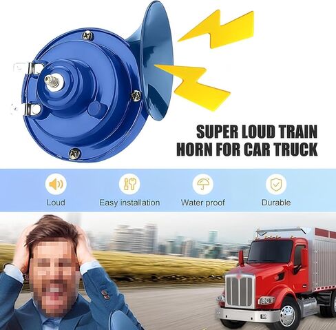 2 PCS Car Snail Air Horn, Car Large-caliber Waterproof Rustproof Snail Air Horn, 12V 300DB ABS Metal Stereo Extra-large Volume Warning Horn, Modified Accessories for Most Cars (Blue) in Saudi Arabia