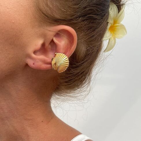 Ear Cuff Earrings for Women Non Piercing Starfish Shell Flower Ears Clip on Dainty Statement Earrings Ocean Beach Summer Jewelry in Kuwait