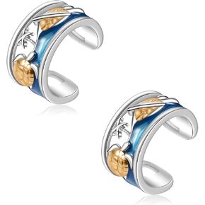 CHIC & ARTSY 925 Sterling Silver Ear Cuff Earrings Hypoallergenic Whales, Turtle No Piercing Ear Cuffs Earrings Adjustable Clip-on Earrings for Women in Kuwait