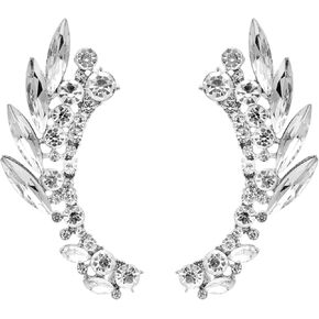 Silver Angel Wings Ear Cuff Earringscrystal Angel Wings Crawler Claf Cuff أقراط للنساء هدايا عيد الميلاد (ب)
