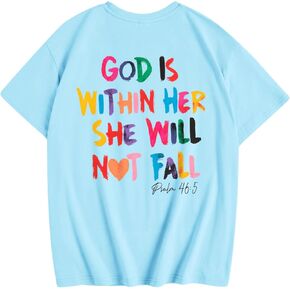 Girls Cute Christian Shirts God is Within Her T Shirt Kids Jesus Faith Bible Verse Graphic Child of God Tees Tops
