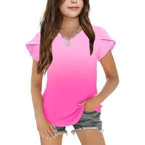 Arshiner Girls T قمصان مزدوجة طبقة كشكش قصيرة الأكمام غير الرسمية V.