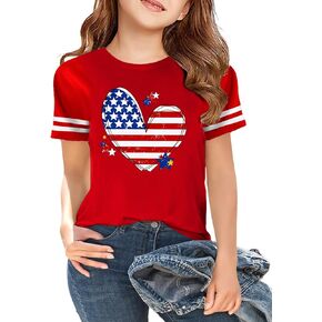 Girls 4th of July Shirt Kids USA Shirts American Flag Tshirt Girls Boys Patriotic T Shirt Independence Day Tee Tops in Kuwait