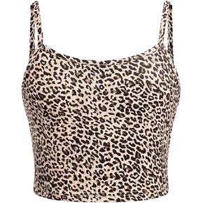 Wdirara Girl's Leopard Print Cami Top Crew Neck Spaghetti Strap Camisole Slim Fit Crops