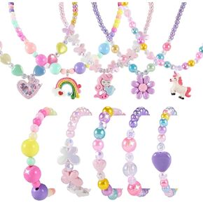 30pcs Kids Jewelry for Girls -15 Necklaces 15 Bracelets, Little Girls Jewelry Kids Necklace for girls, Kid Toddler Jewelry Bracelets Necklace Birthday Dress Up Gift Age 2 4 6 8