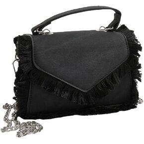 Verdusa Women's Top Handle Clutch Handbag Fringe Crossbody Bags with Chain Strap