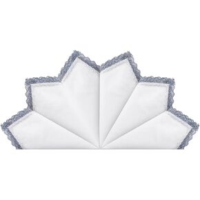 HOULIFE Ladies Handkerchiefs with Lace, Soft Cotton White Handkerchiefs with Lace Edge for Women Female Embroidery