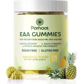 EAA Gummies 120 Gummies (Blueberry) ، 9000 mg أحماض أمينية أساسية-جميع الأمينوس الأساسيين 9 (EAA) وجميع الأمينوس المتفرعة (BCAAs) ، غير المعدلة وراثيًا ، خالية من الغلوتين ، ودية نباتية