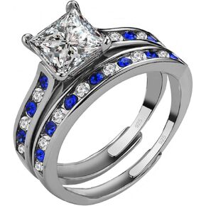 مجموعات خاتم الزفاف ذات الحجم الأبيض القابل للتعديل للنساء 1CT CZ S925 خاتم الخطوبة الفضي الاسترليني