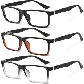 3Pack Reading Glasses Men Blue Light Readers Computer Reading Glasses Men Spring Hinge Design Classic Styles