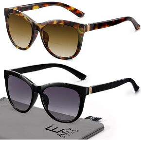 EASY READ 2 Pack Cateye Bifocal Reading Sunglasses for Women,Fashion Outdoor Sun Readers UV Protection