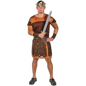 Adult’s Roman Soldier Costume - 4 Pieces, Includes Tunic, Belt and Cuffs - Easter Pageant and Halloween Costume