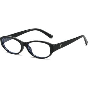LJCZKA Oval Blue Light Blocking Glasses for Women Retro Small Oval Frame Glasses Y2K Clear Lens Computer Eyeglasses