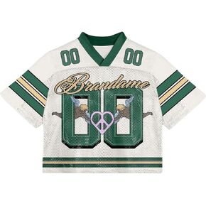 GORGLITTER Men's Number Graphic Football Jersey Shirts V Neck Short Sleeve Drop Shoulder Tshirt