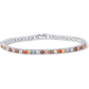 PAVOI 14K Gold Plated 3mm Multi Colored CZ Tennis Bracelet | Boho Cubic Zirconia Bracelet for Women | Size 6.5-7.5 Inch