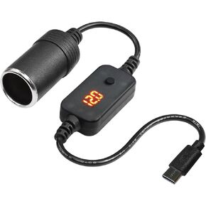 USB C ذكر إلى مقبس سجائر USB إلى 12 فولت ، كابل محول المقبس ولاعة سجائر السيارات